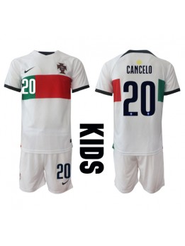 Portugal Joao Cancelo #20 Replika Borta Kläder Barn VM 2022 Kortärmad (+ byxor)